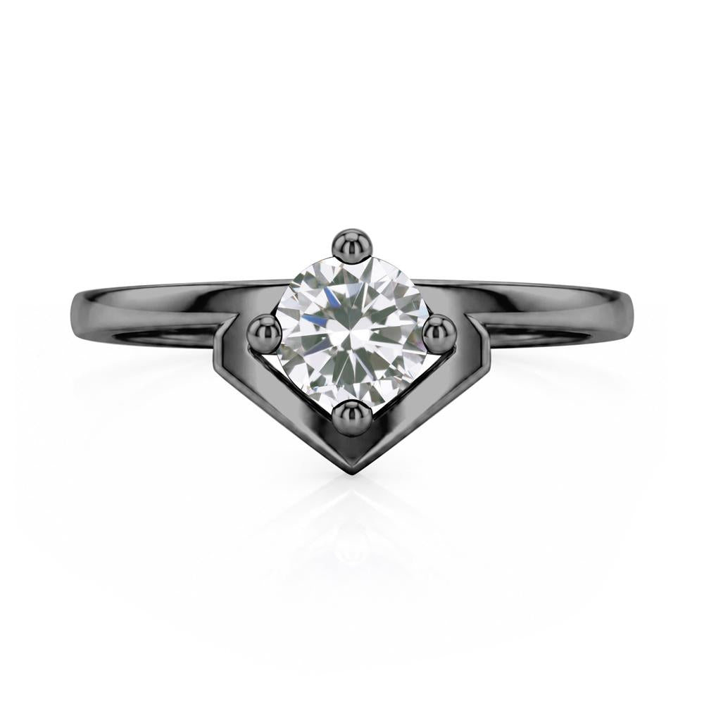 Simple Solitaire Round Shaped Alexandrite Ring - LUO Jewelry #gemstone_Cubic Zirconia