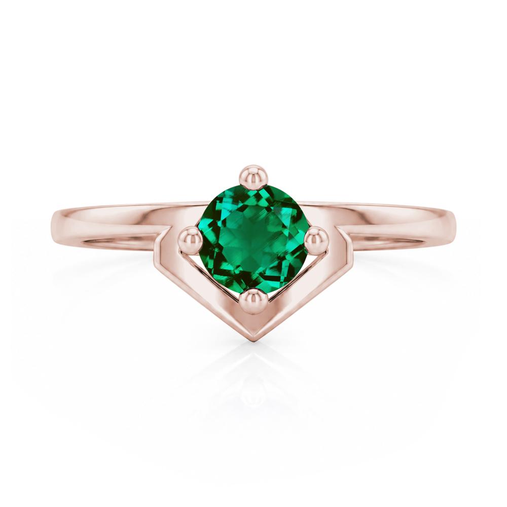 Simple Solitaire Round Shaped Alexandrite Ring - LUO Jewelry #gemstone_Emerald