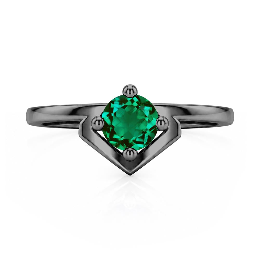 Simple Solitaire Round Shaped Alexandrite Ring - LUO Jewelry #gemstone_Emerald