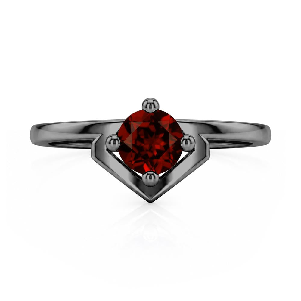 Simple Solitaire Round Shaped Alexandrite Ring - LUO Jewelry #gemstone_Garnet
