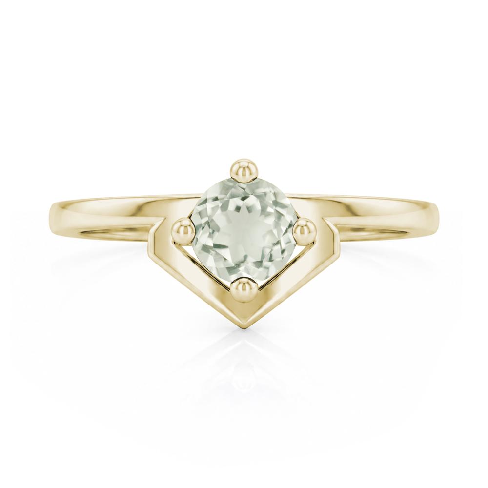 Simple Solitaire Round Shaped Alexandrite Ring - LUO Jewelry #gemstone_Green Amethyst