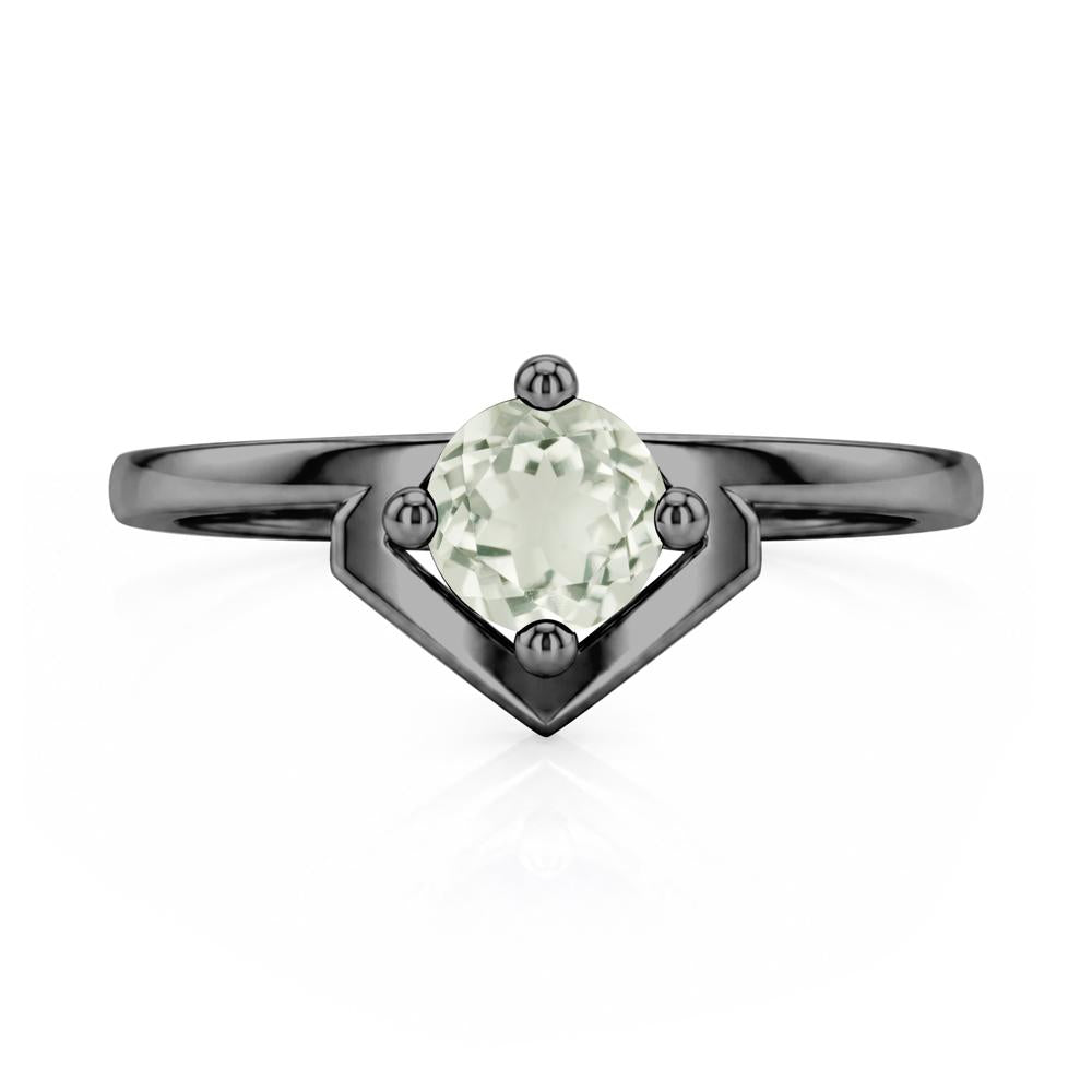 Simple Solitaire Round Shaped Alexandrite Ring - LUO Jewelry #gemstone_Green Amethyst