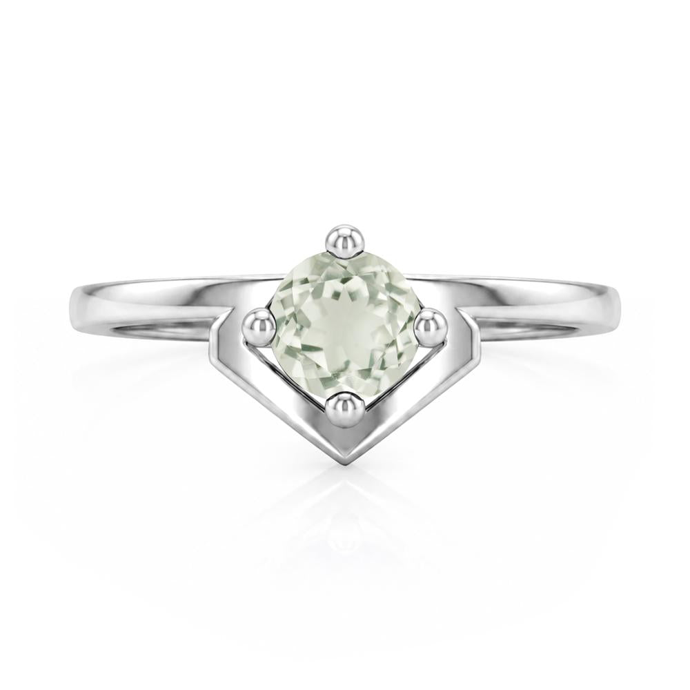 Simple Solitaire Round Shaped Alexandrite Ring - LUO Jewelry #gemstone_Green Amethyst