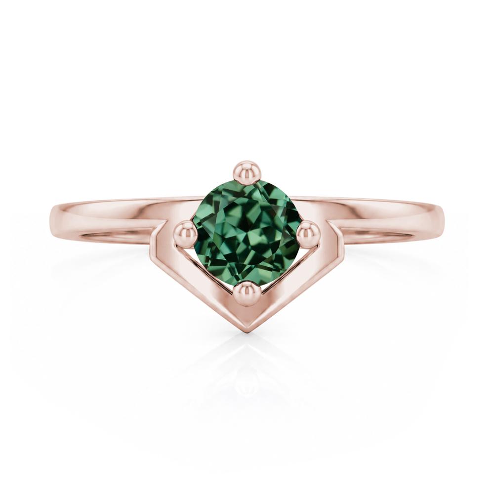 Simple Solitaire Round Shaped Alexandrite Ring - LUO Jewelry #gemstone_Green Sapphire