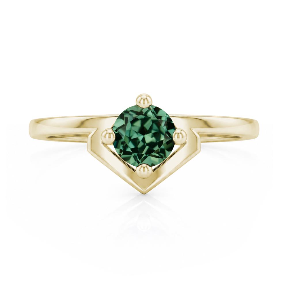 Simple Solitaire Round Shaped Alexandrite Ring - LUO Jewelry #gemstone_Green Sapphire