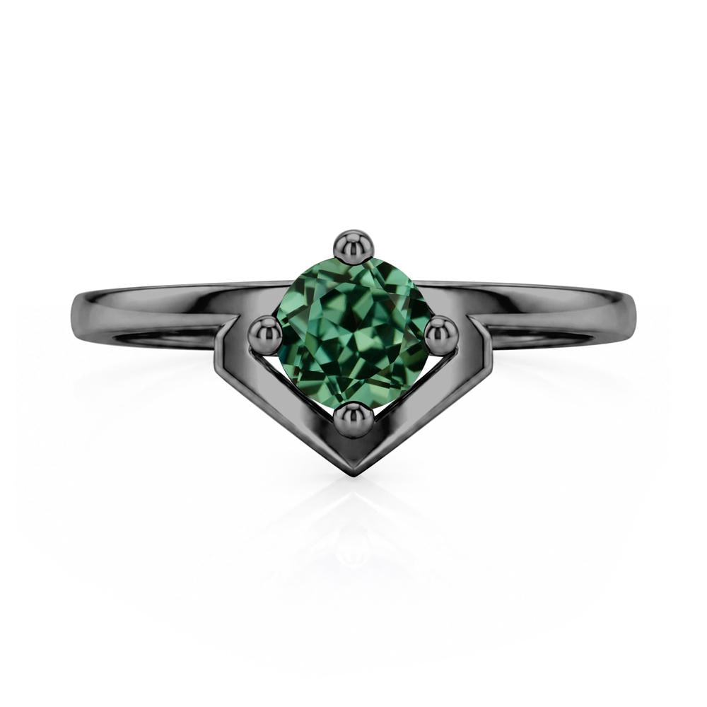Simple Solitaire Round Shaped Alexandrite Ring - LUO Jewelry #gemstone_Green Sapphire