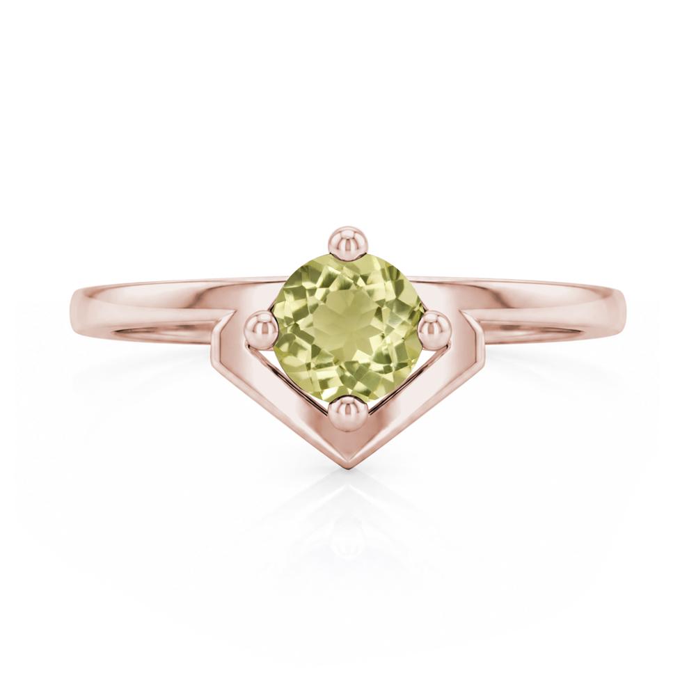 Simple Solitaire Round Shaped Alexandrite Ring - LUO Jewelry #gemstone_Lemon Quartz