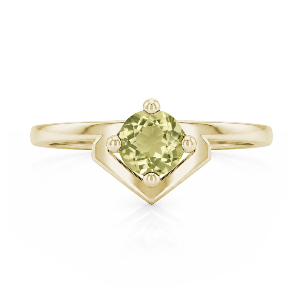 Simple Solitaire Round Shaped Alexandrite Ring - LUO Jewelry #gemstone_Lemon Quartz