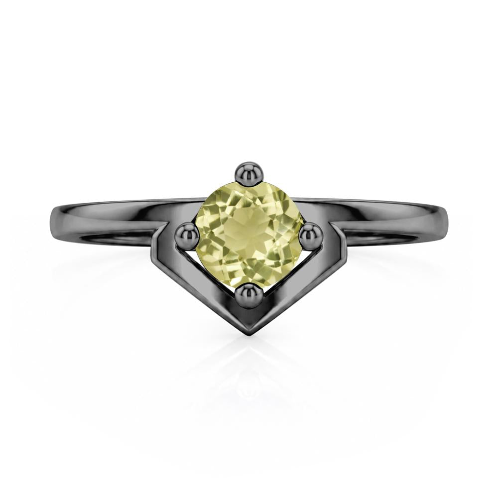 Simple Solitaire Round Shaped Alexandrite Ring - LUO Jewelry #gemstone_Lemon Quartz