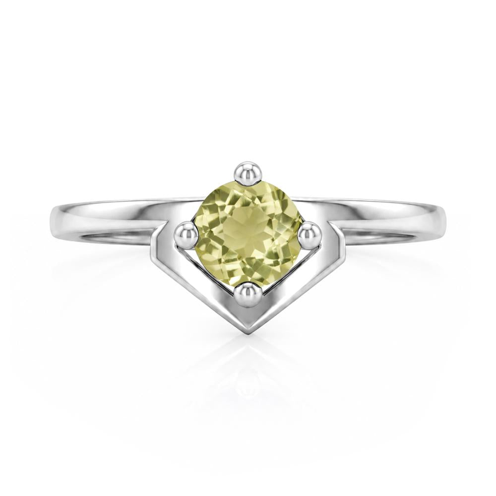 Simple Solitaire Round Shaped Alexandrite Ring - LUO Jewelry #gemstone_Lemon Quartz