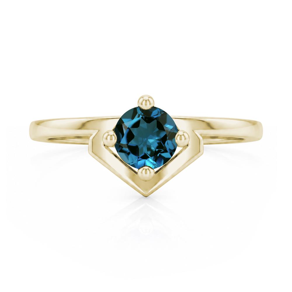 Simple Solitaire Round Shaped Alexandrite Ring - LUO Jewelry #gemstone_London Blue Topaz