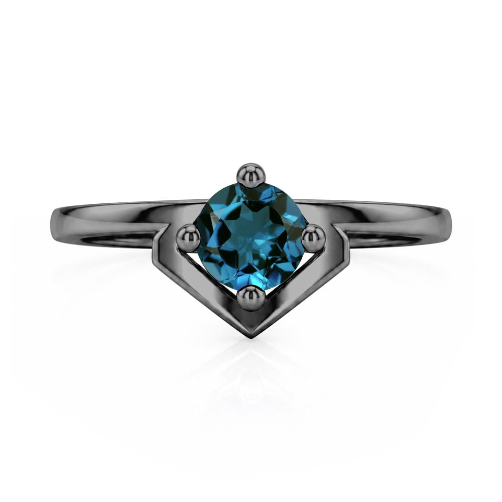 Simple Solitaire Round Shaped Alexandrite Ring - LUO Jewelry #gemstone_London Blue Topaz