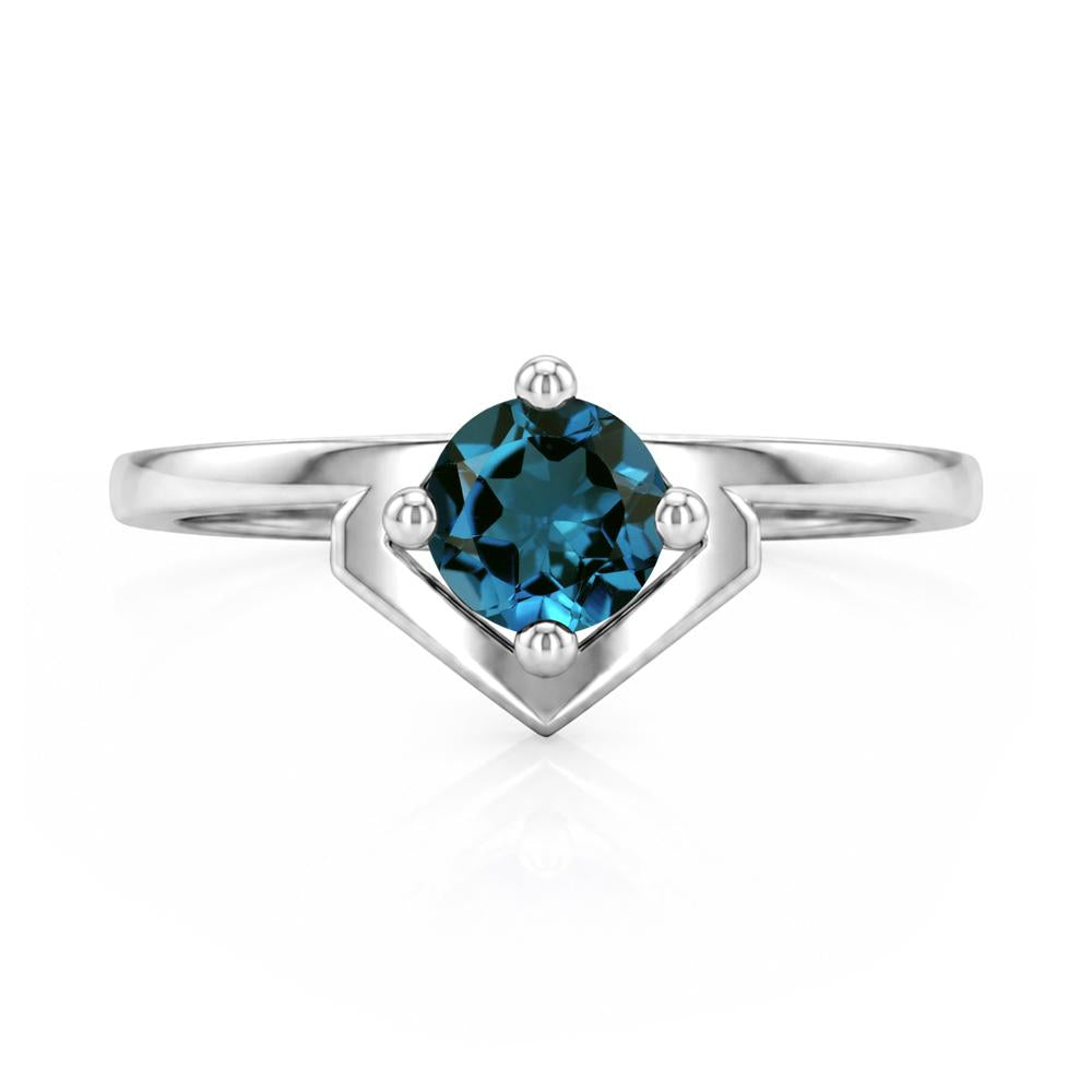 Simple Solitaire Round Shaped Alexandrite Ring - LUO Jewelry #gemstone_London Blue Topaz