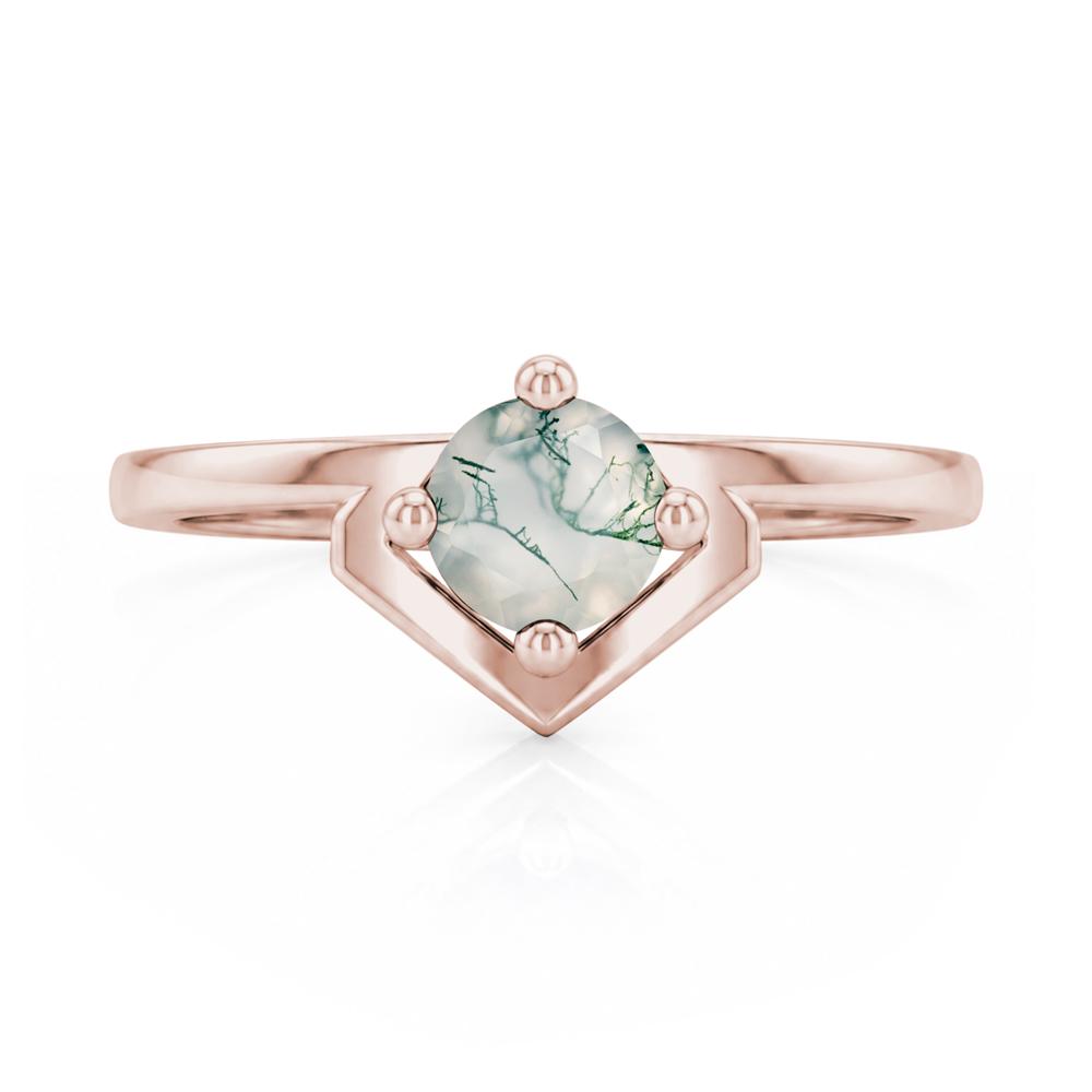 Simple Solitaire Round Shaped Alexandrite Ring - LUO Jewelry #gemstone_Moss Agate