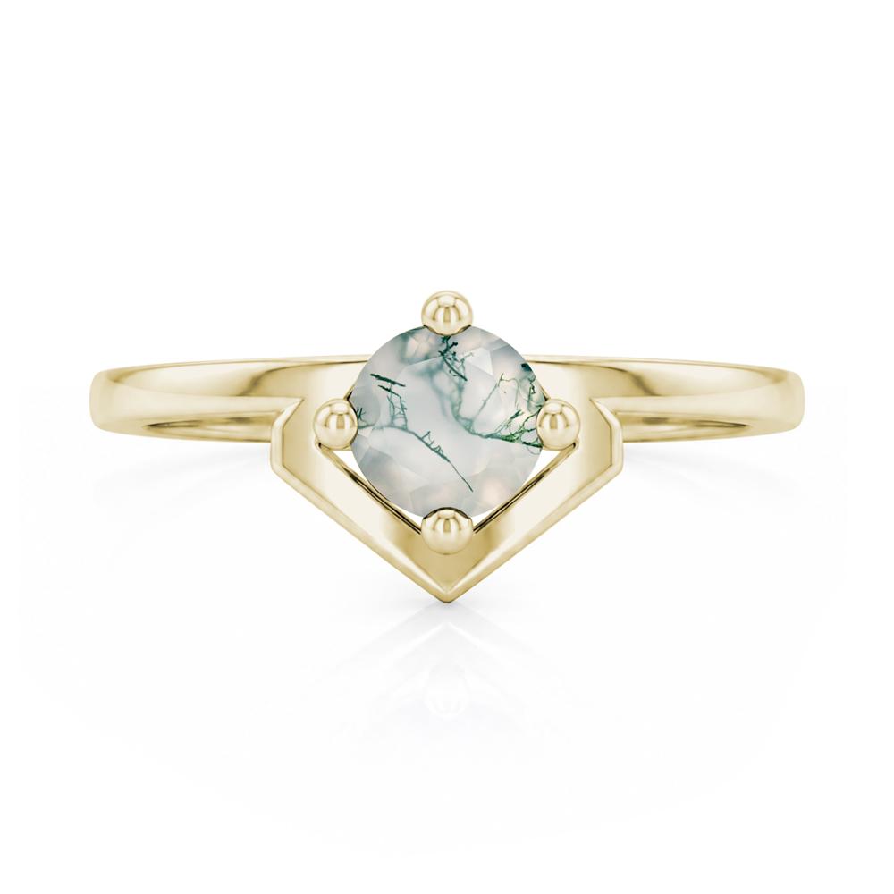 Simple Solitaire Round Shaped Alexandrite Ring - LUO Jewelry #gemstone_Moss Agate
