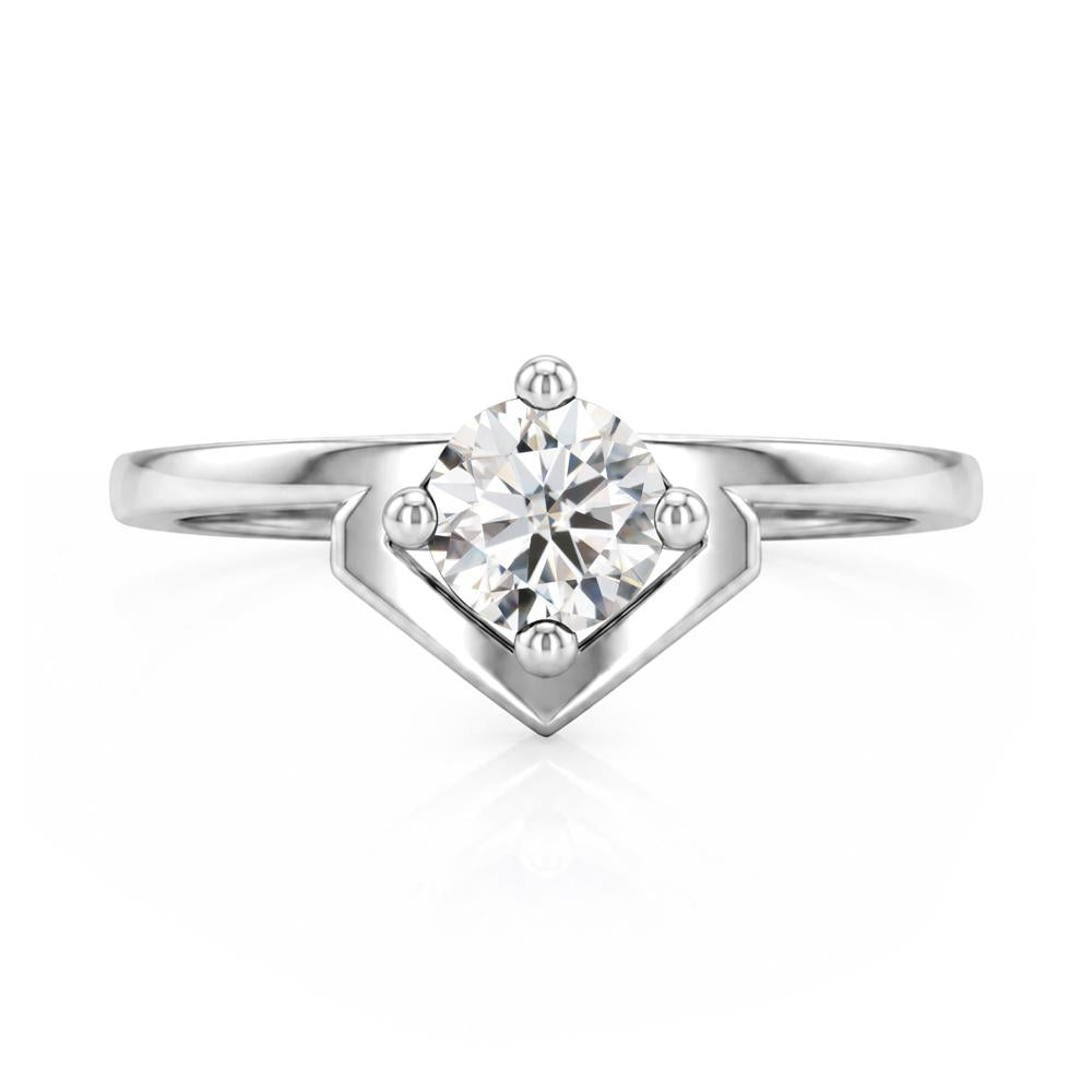 Simple Solitaire Round Shaped Alexandrite Ring - LUO Jewelry #gemstone_Moissanite