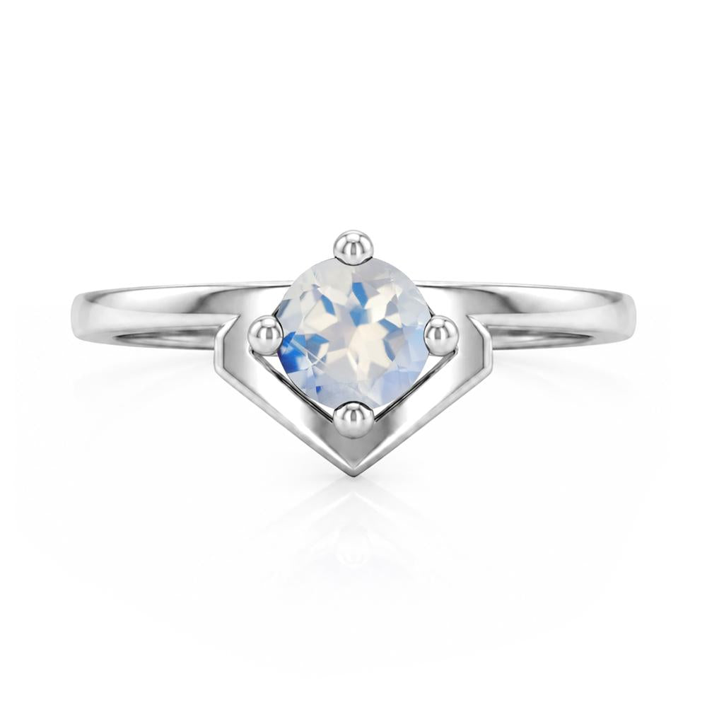 Simple Solitaire Round Shaped Alexandrite Ring - LUO Jewelry #gemstone_Moonstone
