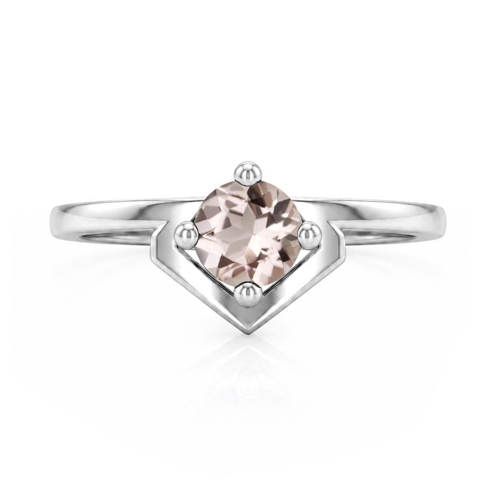 Simple Solitaire Round Shaped Alexandrite Ring - LUO Jewelry #gemstone_Morganite
