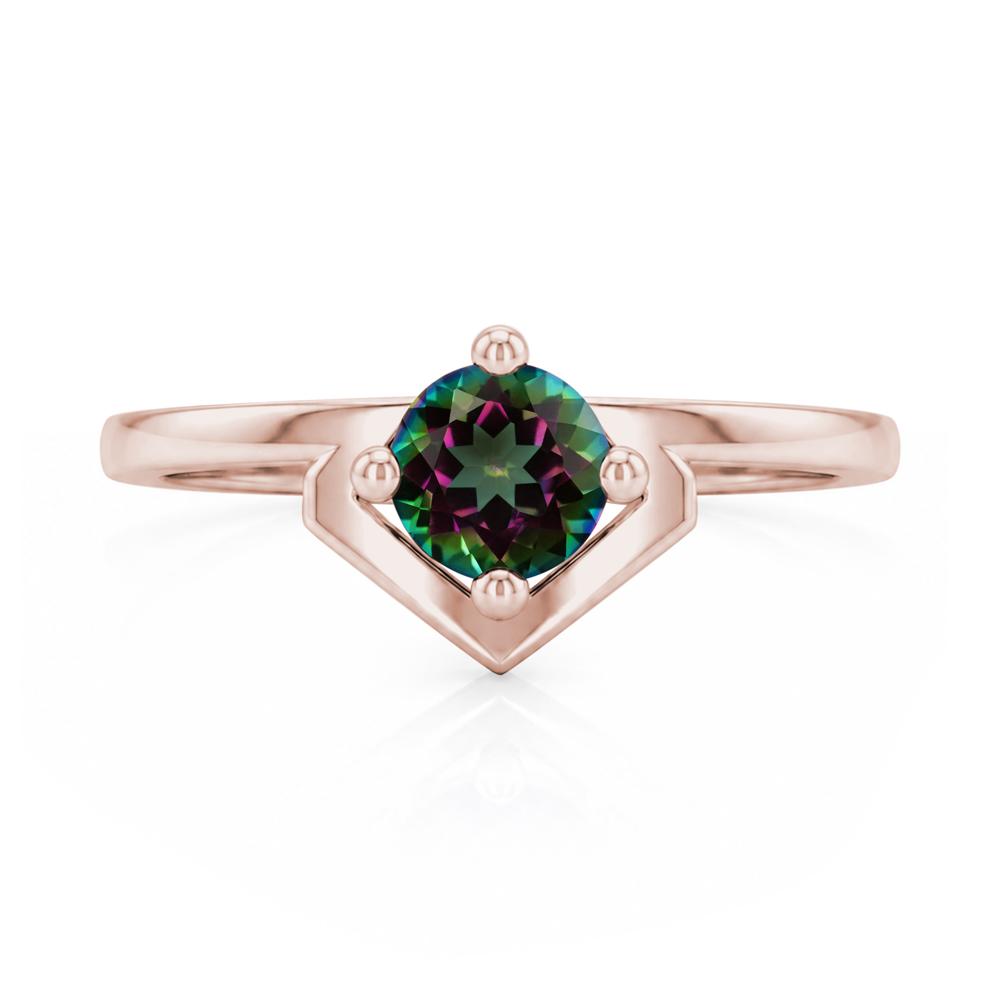 Simple Solitaire Round Shaped Alexandrite Ring - LUO Jewelry #gemstone_Mystic Topaz