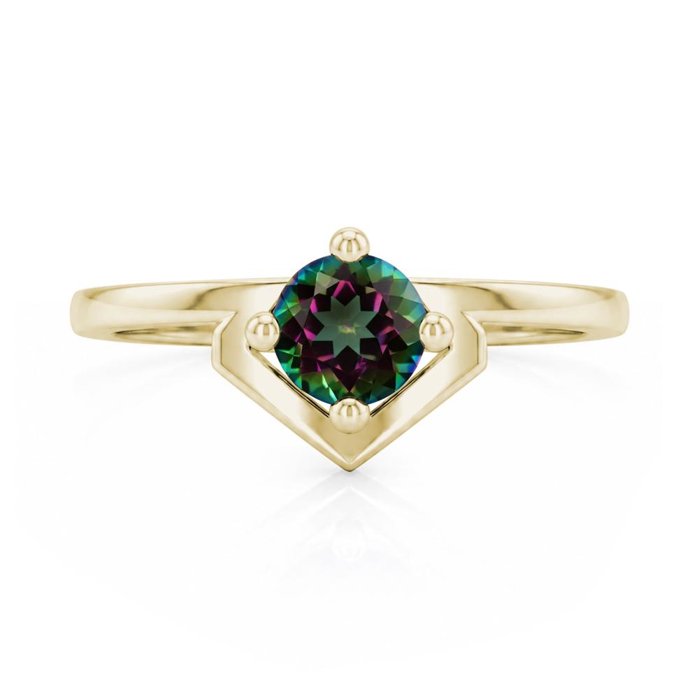 Simple Solitaire Round Shaped Alexandrite Ring - LUO Jewelry #gemstone_Mystic Topaz