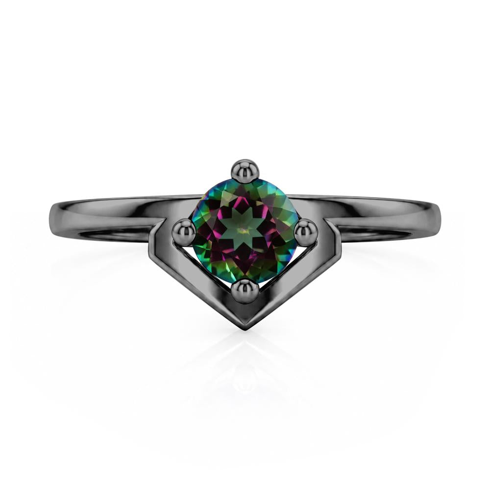 Simple Solitaire Round Shaped Alexandrite Ring - LUO Jewelry #gemstone_Mystic Topaz