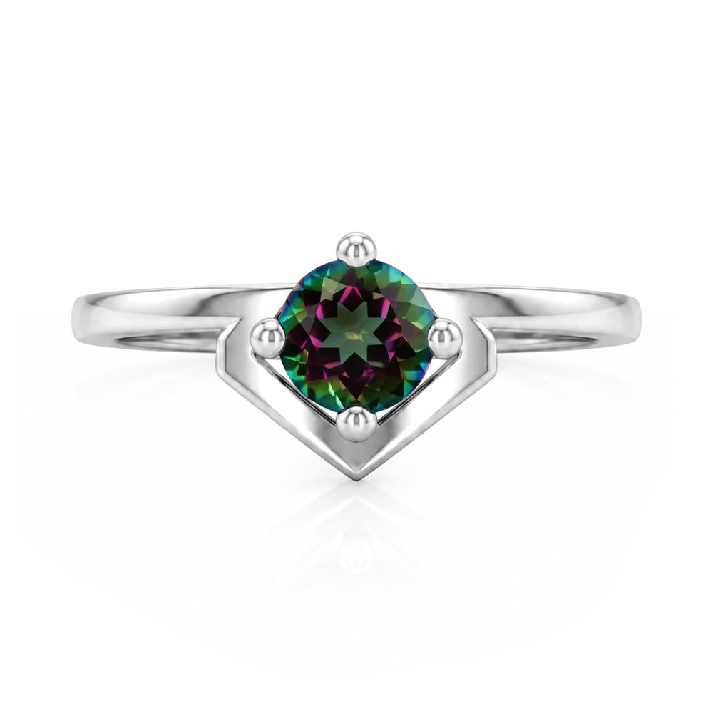 Simple Solitaire Round Shaped Alexandrite Ring - LUO Jewelry #gemstone_Mystic Topaz
