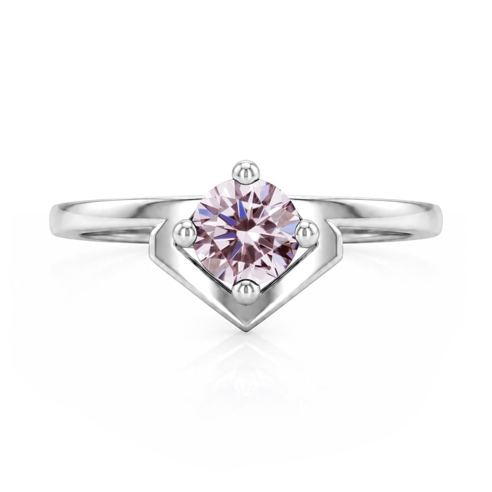 Simple Solitaire Round Shaped Alexandrite Ring - LUO Jewelry #gemstone_Pink Cubic Zirconia