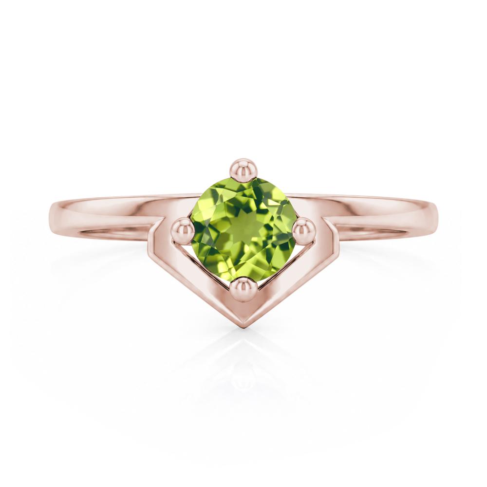 Simple Solitaire Round Shaped Alexandrite Ring - LUO Jewelry #gemstone_Peridot