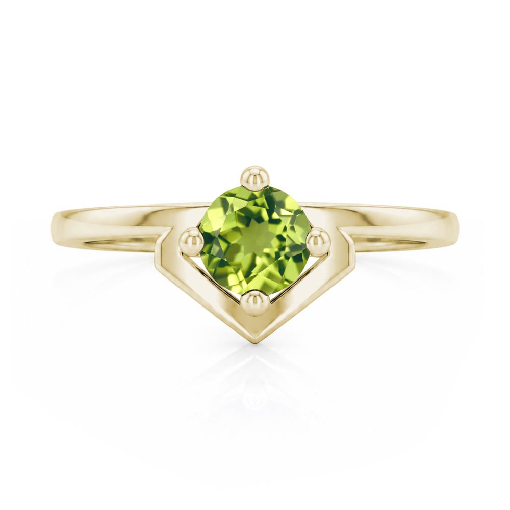 Simple Solitaire Round Shaped Alexandrite Ring - LUO Jewelry #gemstone_Peridot