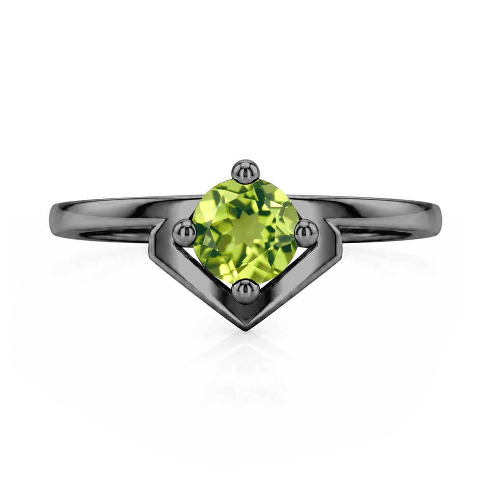 Simple Solitaire Round Shaped Alexandrite Ring - LUO Jewelry #gemstone_Peridot