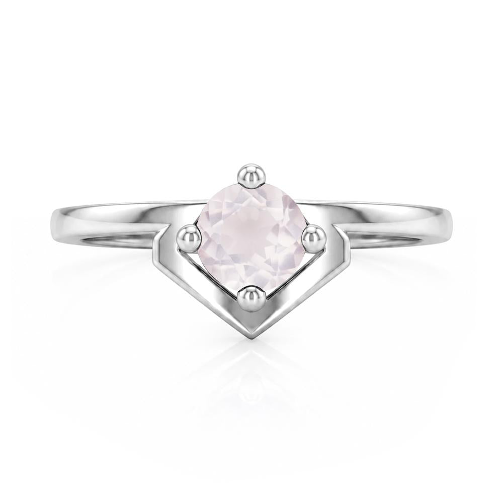 Simple Solitaire Round Shaped Alexandrite Ring - LUO Jewelry #gemstone_Rose Quartz