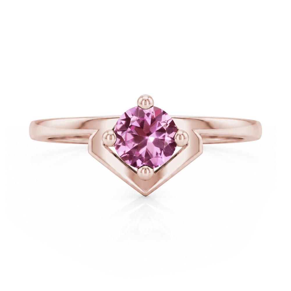 Simple Solitaire Round Shaped Alexandrite Ring - LUO Jewelry #gemstone_Pink Sapphire