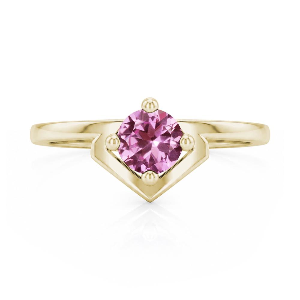 Simple Solitaire Round Shaped Alexandrite Ring - LUO Jewelry #gemstone_Pink Sapphire