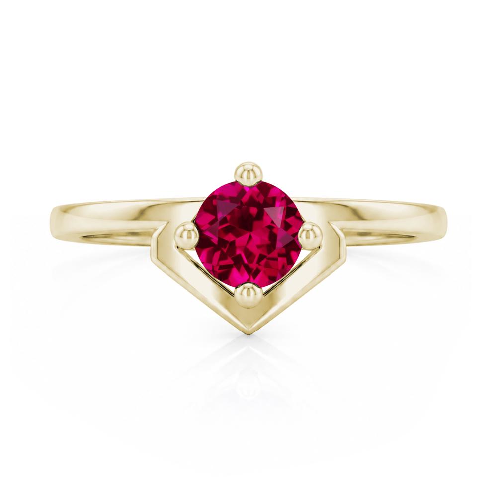 Simple Solitaire Round Shaped Alexandrite Ring - LUO Jewelry #gemstone_Ruby