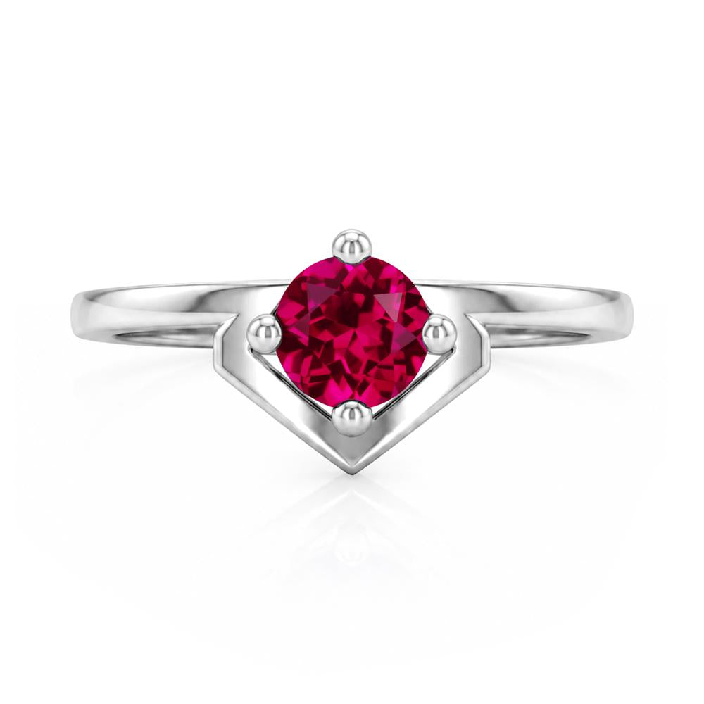 Simple Solitaire Round Shaped Alexandrite Ring - LUO Jewelry #gemstone_Ruby