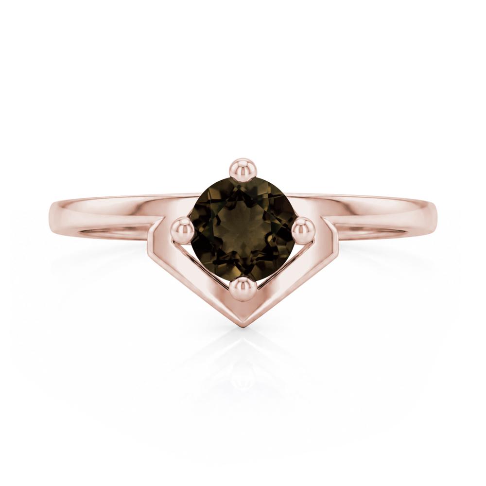 Simple Solitaire Round Shaped Alexandrite Ring - LUO Jewelry #gemstone_Smoky Quartz