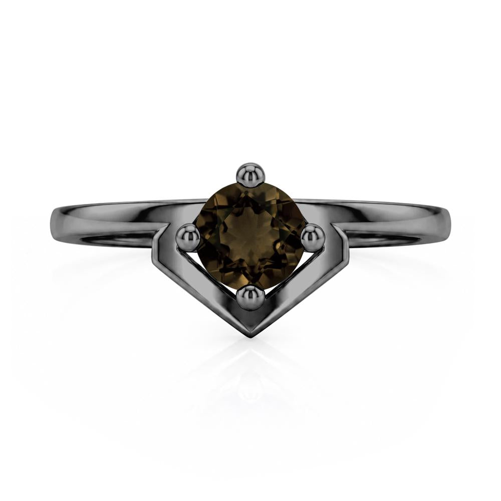 Simple Solitaire Round Shaped Alexandrite Ring - LUO Jewelry #gemstone_Smoky Quartz