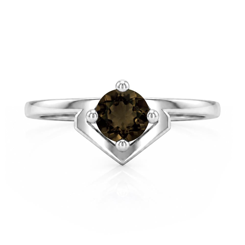Simple Solitaire Round Shaped Alexandrite Ring - LUO Jewelry #gemstone_Smoky Quartz