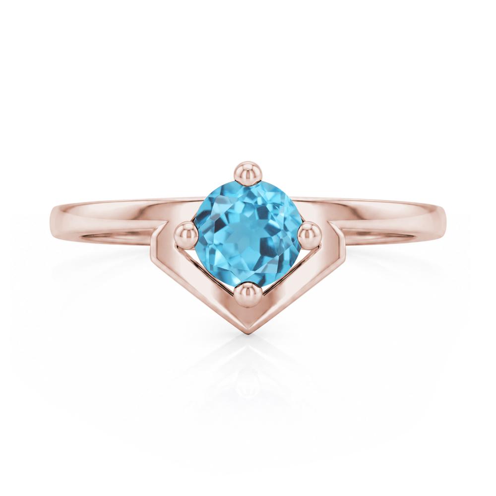 Simple Solitaire Round Shaped Alexandrite Ring - LUO Jewelry #gemstone_Swiss Blue Topaz