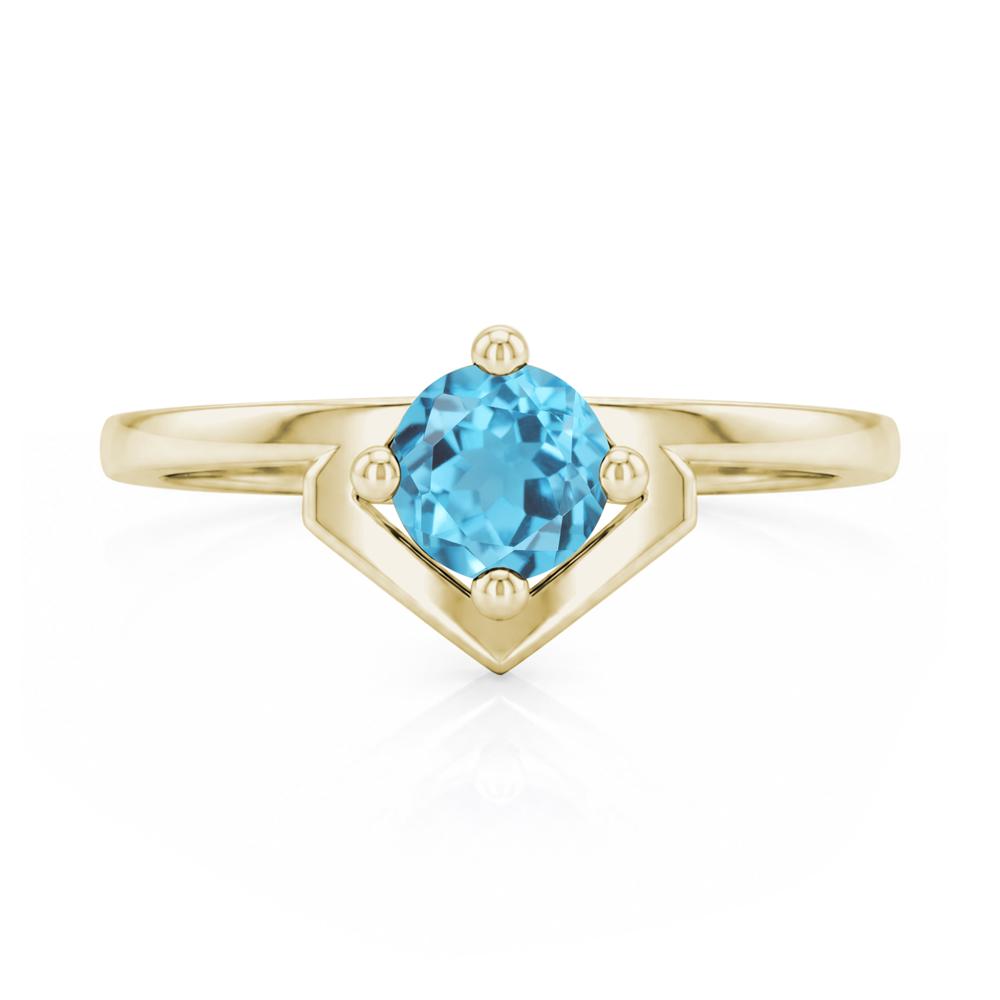Simple Solitaire Round Shaped Alexandrite Ring - LUO Jewelry #gemstone_Swiss Blue Topaz