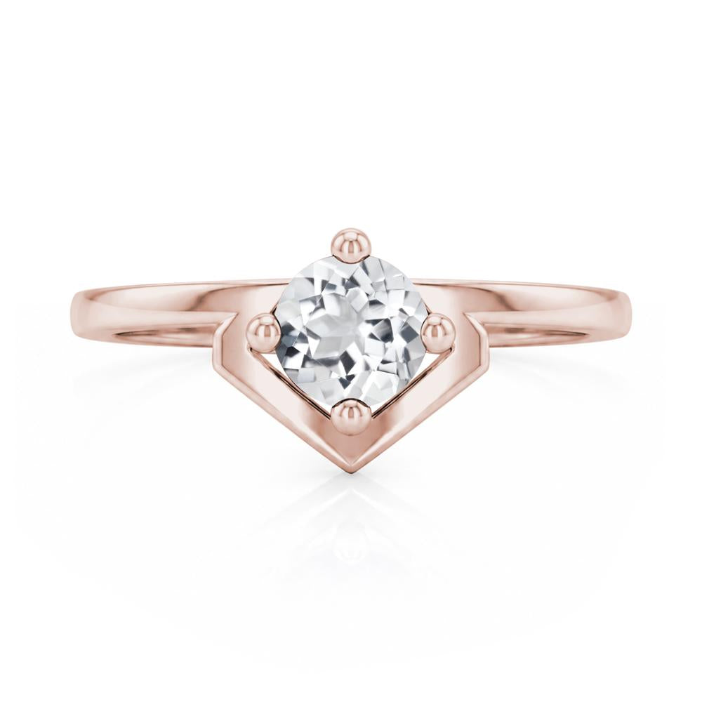 Simple Solitaire Round Shaped Alexandrite Ring - LUO Jewelry #gemstone_White Topaz