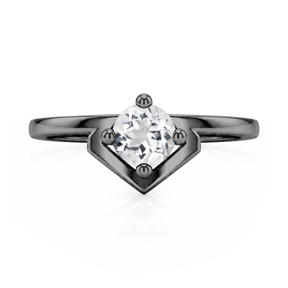 Simple Solitaire Round Shaped Alexandrite Ring - LUO Jewelry #gemstone_White Topaz