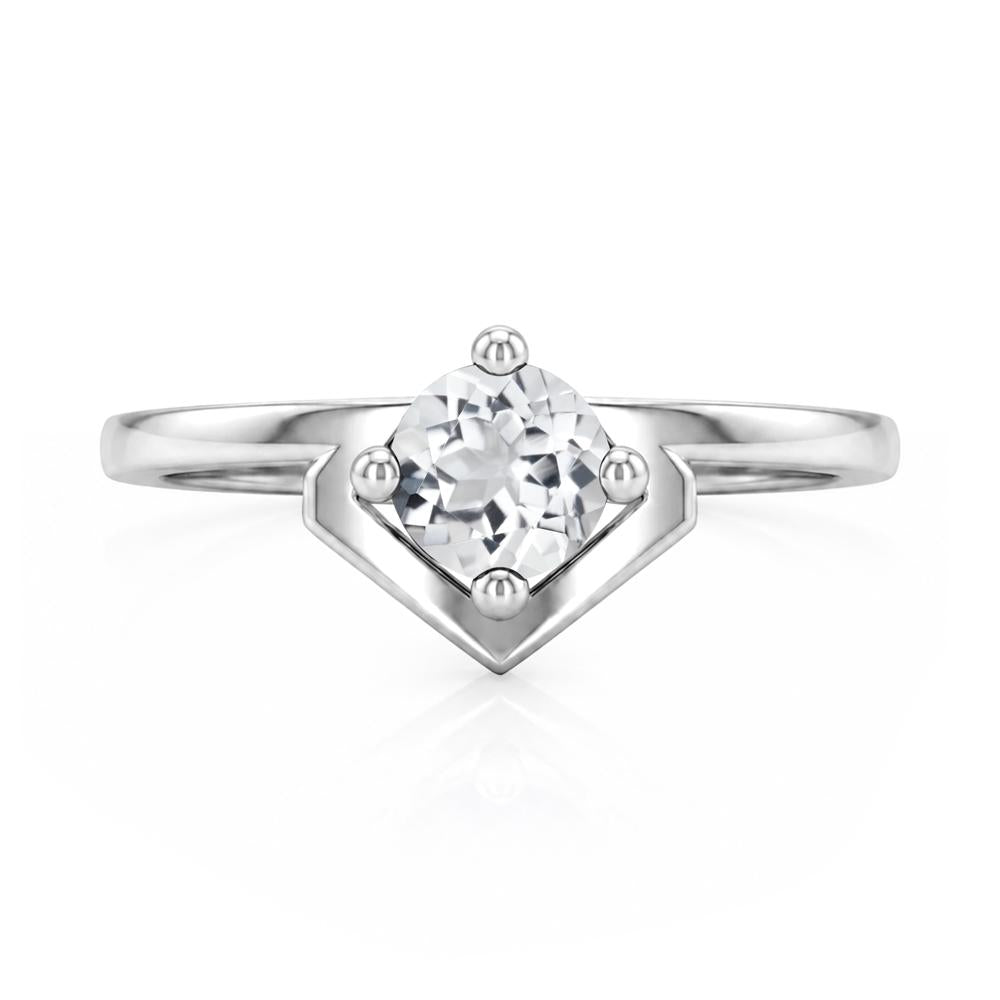 Simple Solitaire Round Shaped Alexandrite Ring - LUO Jewelry #gemstone_White Topaz