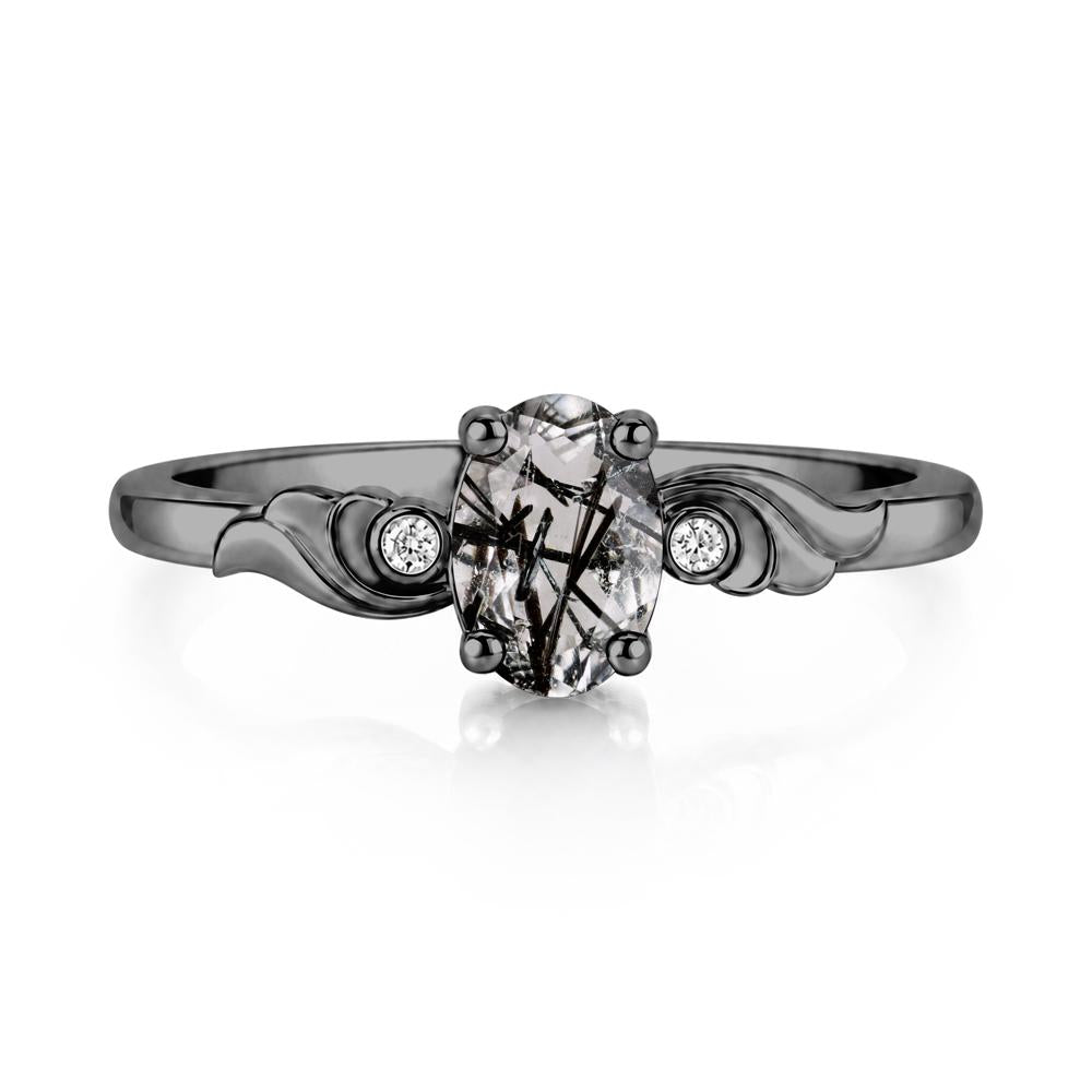Ocean Wave Oval Shaped Garnet Ring - LUO Jewelry #gemstone_Black Rutilated Quartz