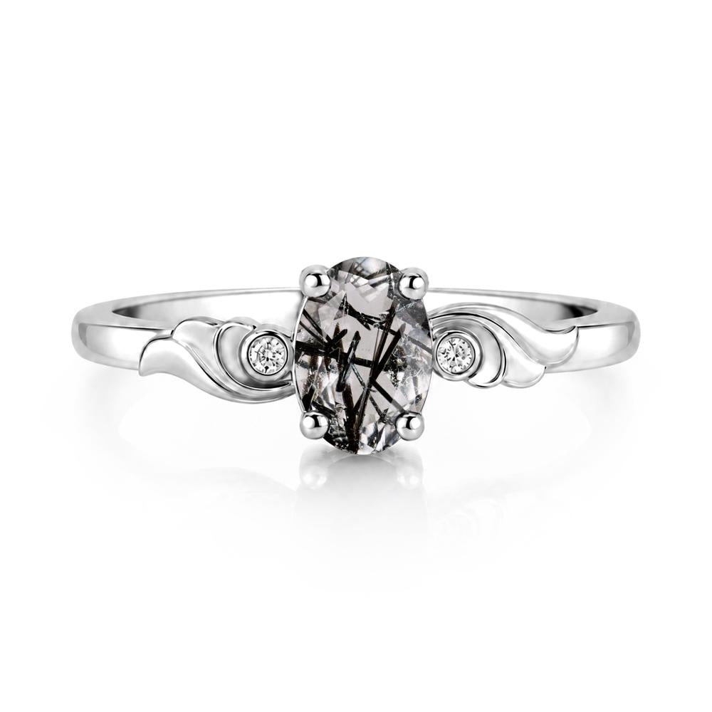 Ocean Wave Oval Shaped Garnet Ring - LUO Jewelry #gemstone_Black Rutilated Quartz