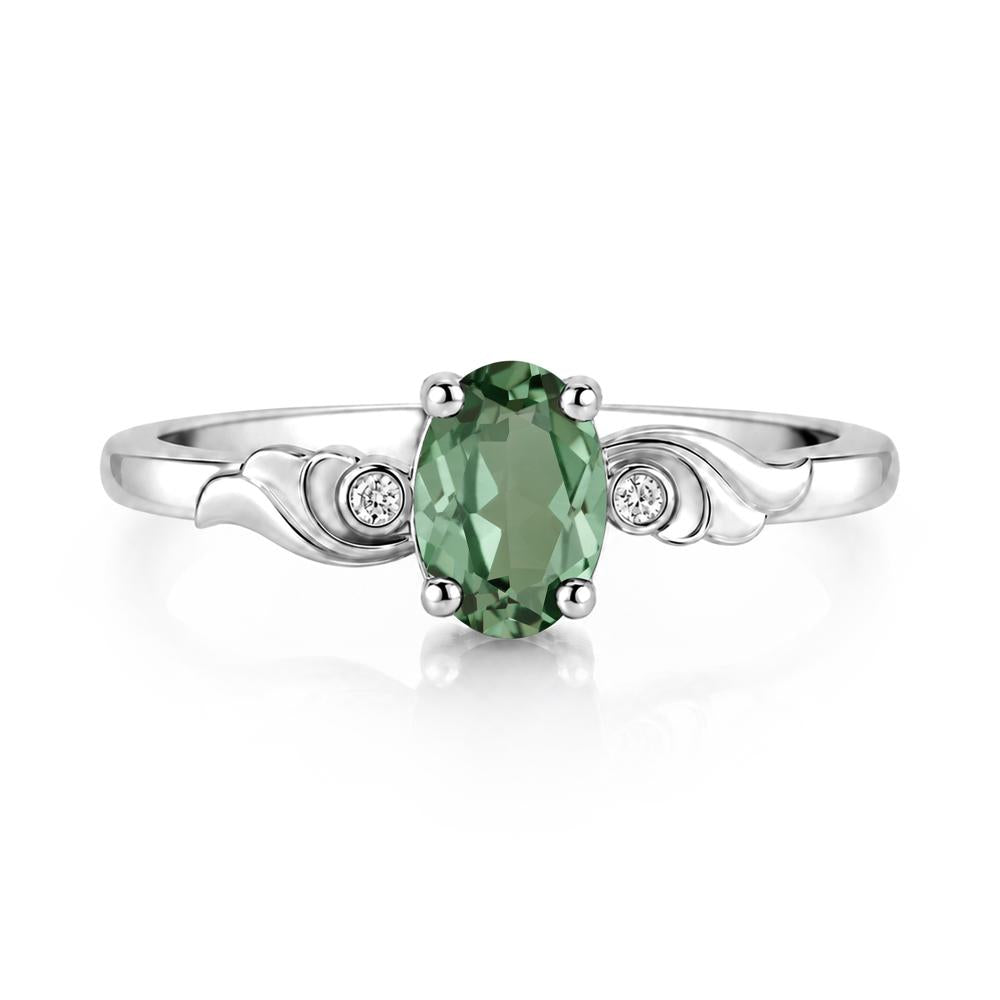 Ocean Wave Oval Shaped Garnet Ring - LUO Jewelry #gemstone_Green Sapphire