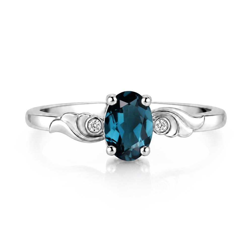 Ocean Wave Oval Shaped Garnet Ring - LUO Jewelry #gemstone_London Blue Topaz