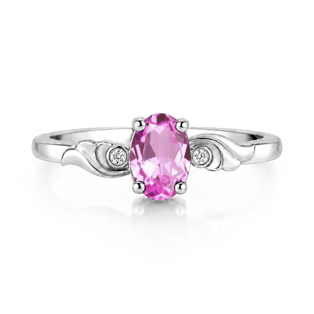 Ocean Wave Oval Shaped Garnet Ring - LUO Jewelry #gemstone_Pink Sapphire