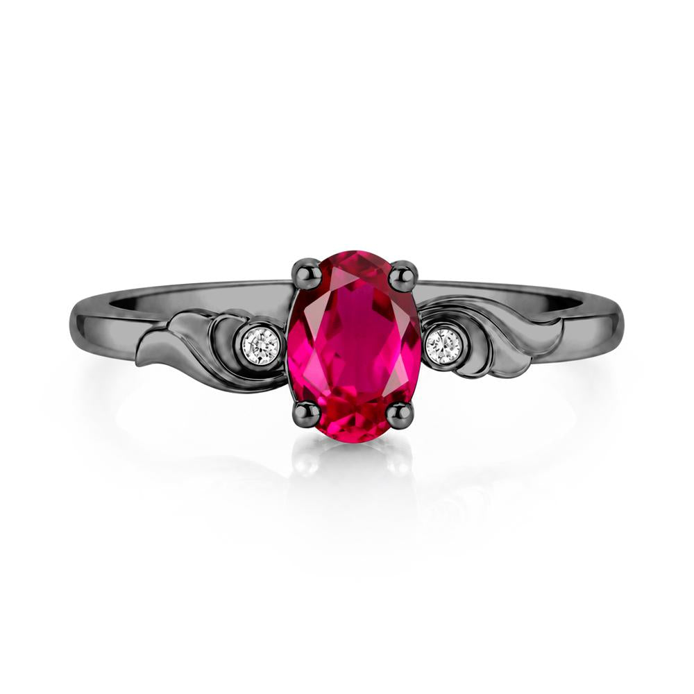 Ocean Wave Oval Shaped Garnet Ring - LUO Jewelry #gemstone_Ruby