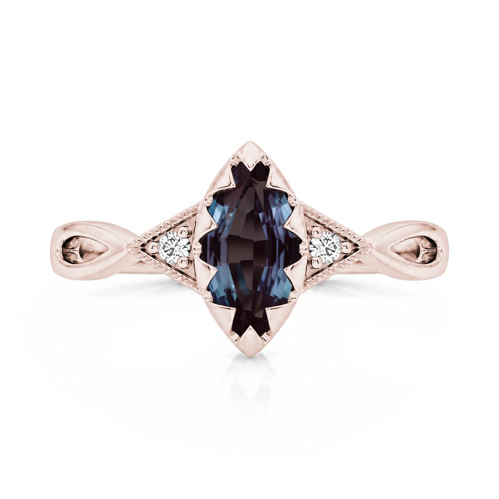 Sawtooth Prong Marquise Cut London Blue Topaz Ring - LUO Jewelry #gemstone_Alexandrite